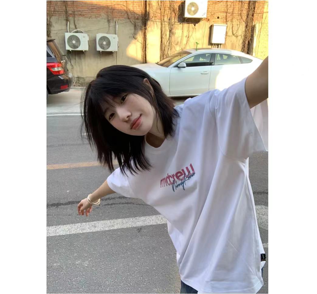 高質量純棉220克精梳緊密手感好直播品質前印花短袖t恤女