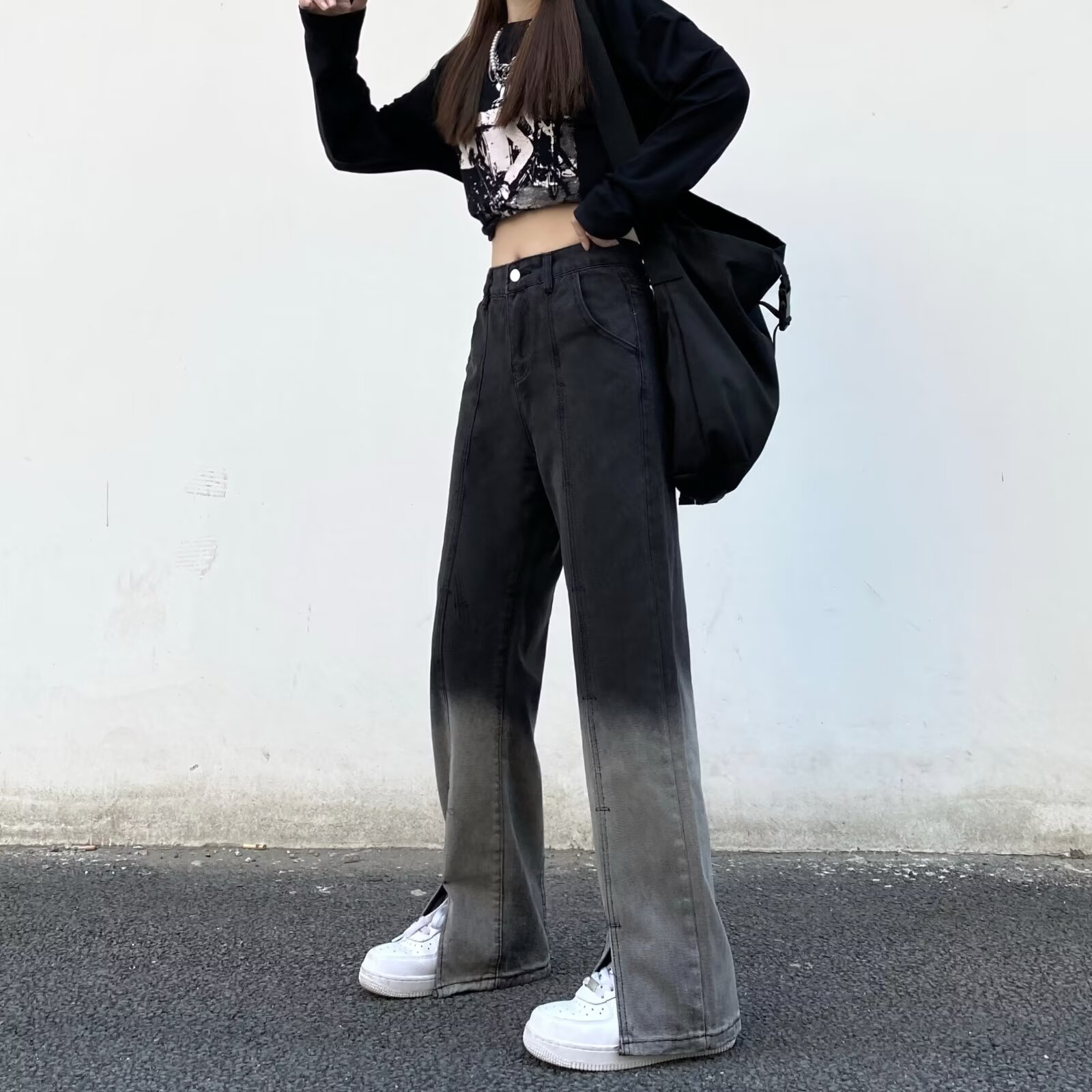 寬鬆直筒牛仔褲女2024年春夏季新款顯瘦垂感百搭休閒長褲