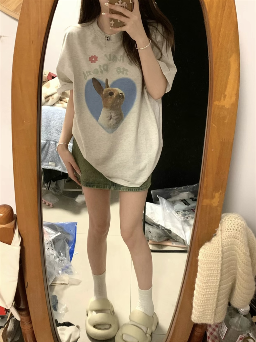 官圖 重磅/精梳純棉 後包領 有縫邊 S-XXXL 夏裝短袖T恤女