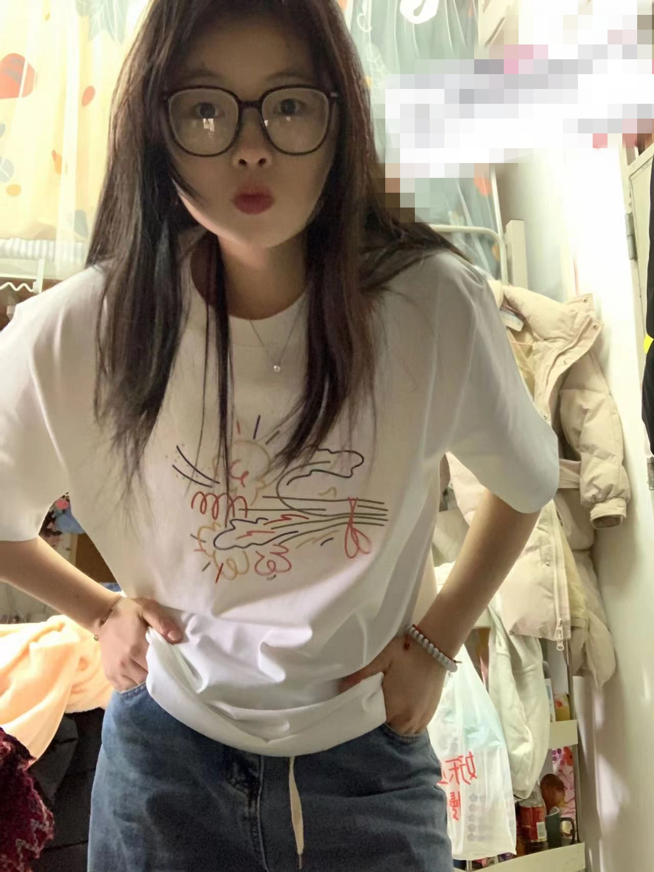 高質量純棉220克精梳緊密手感好直播品質前印花短袖t恤女