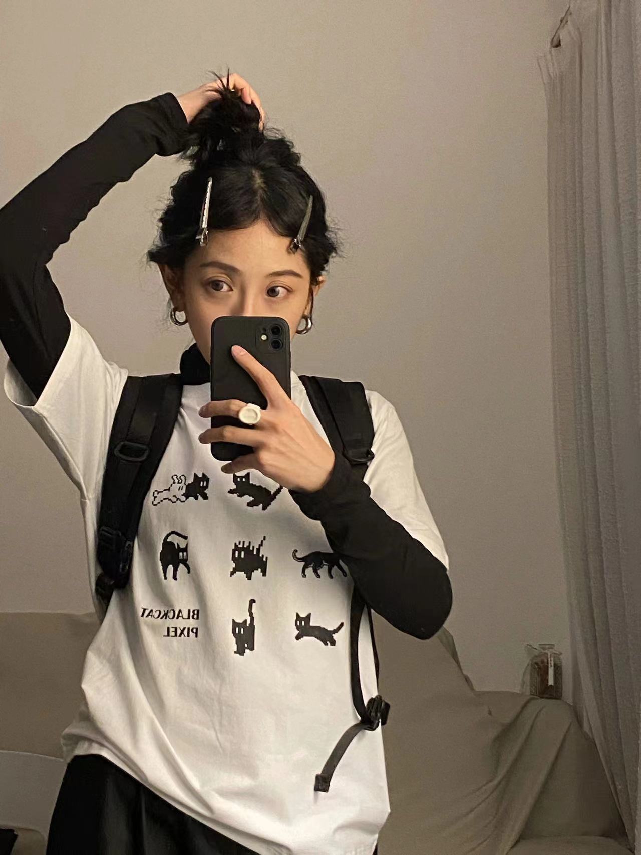 高質量純棉220克精梳緊密手感好直播品質前印花短袖t恤女