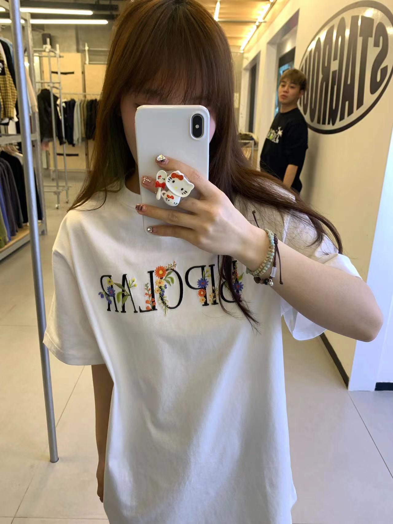 高質量純棉220克精梳緊密手感好直播品質前後印花短袖t恤女