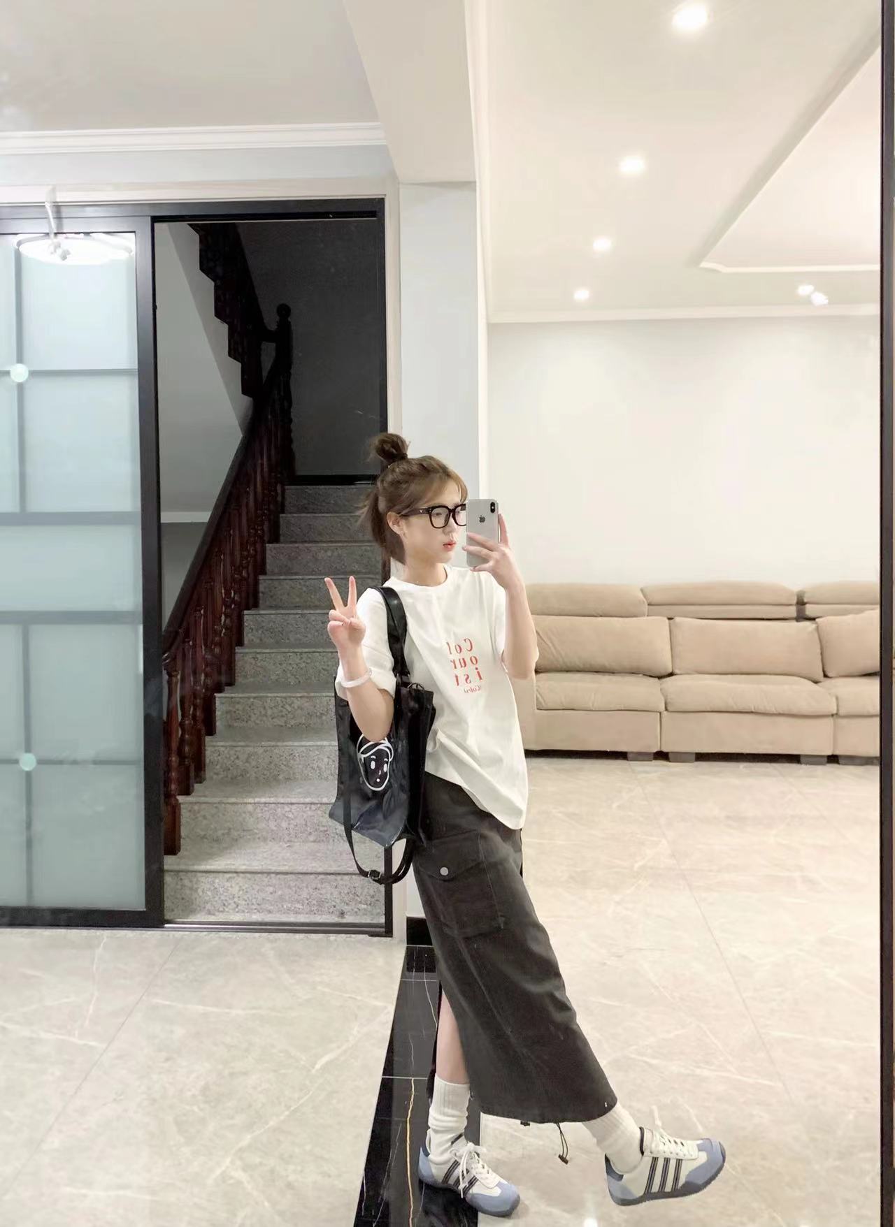 高質量純棉220克精梳緊密手感好直播品質前印花短袖t恤女