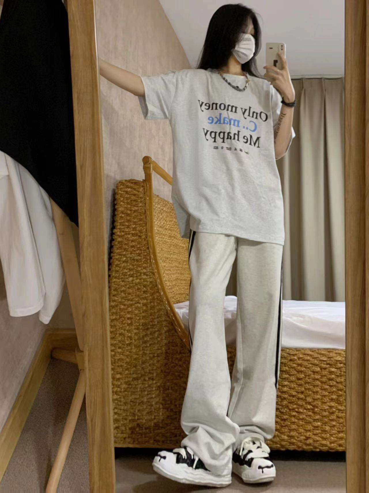 高質量純棉220克精梳緊密手感好直播品質前印花短袖t恤女