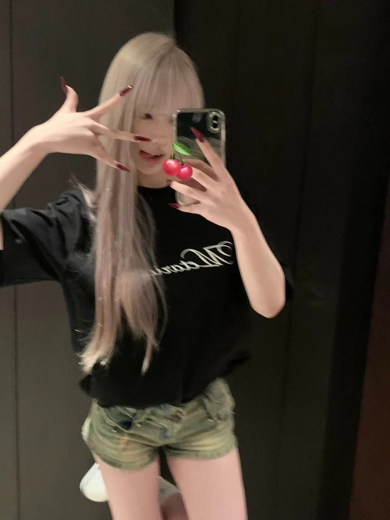 高質量純棉220克精梳緊密手感好直播品質前印花短袖t恤女