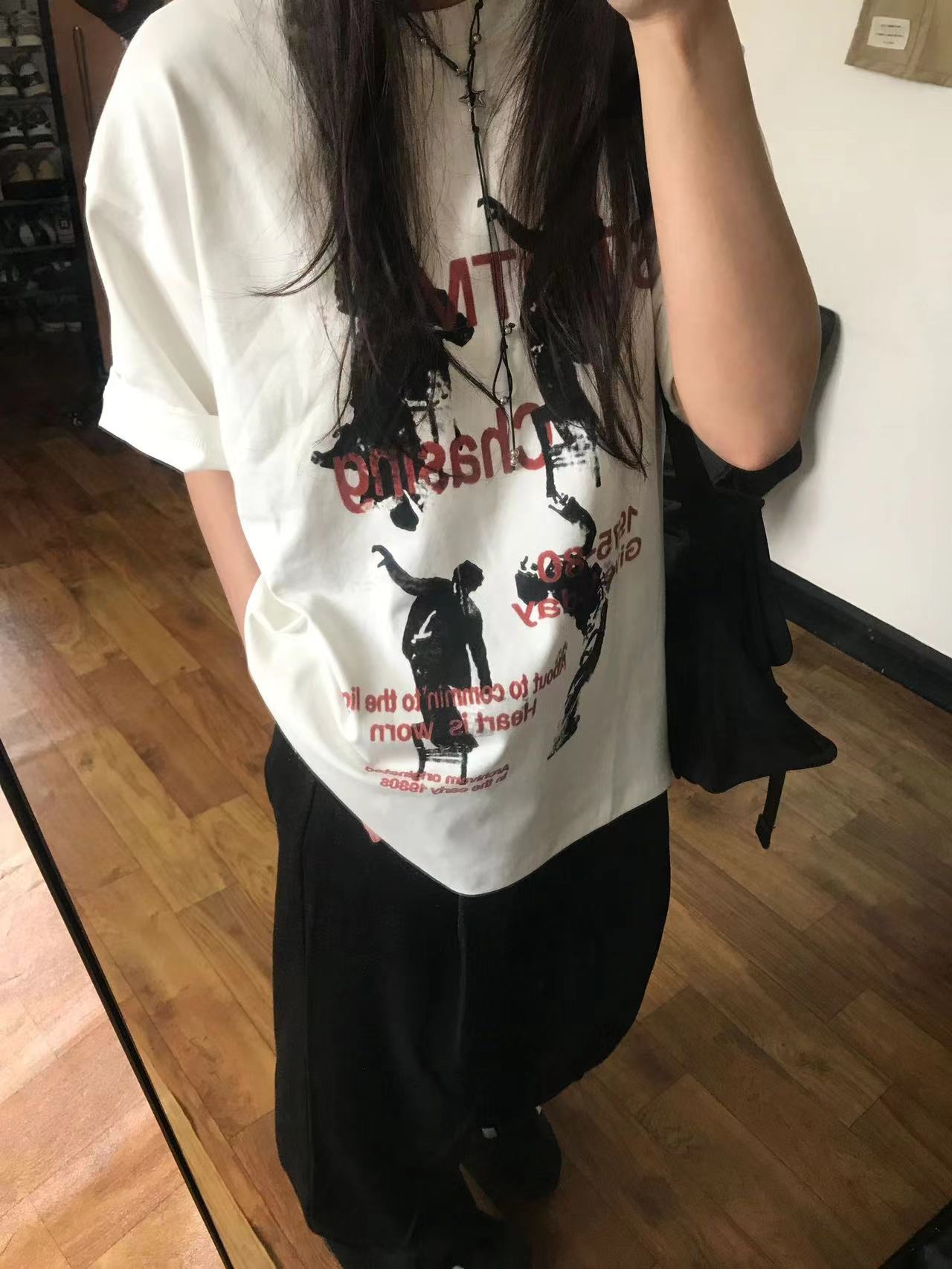 高質量純棉220克精梳緊密手感好直播品質前印花短袖t恤女