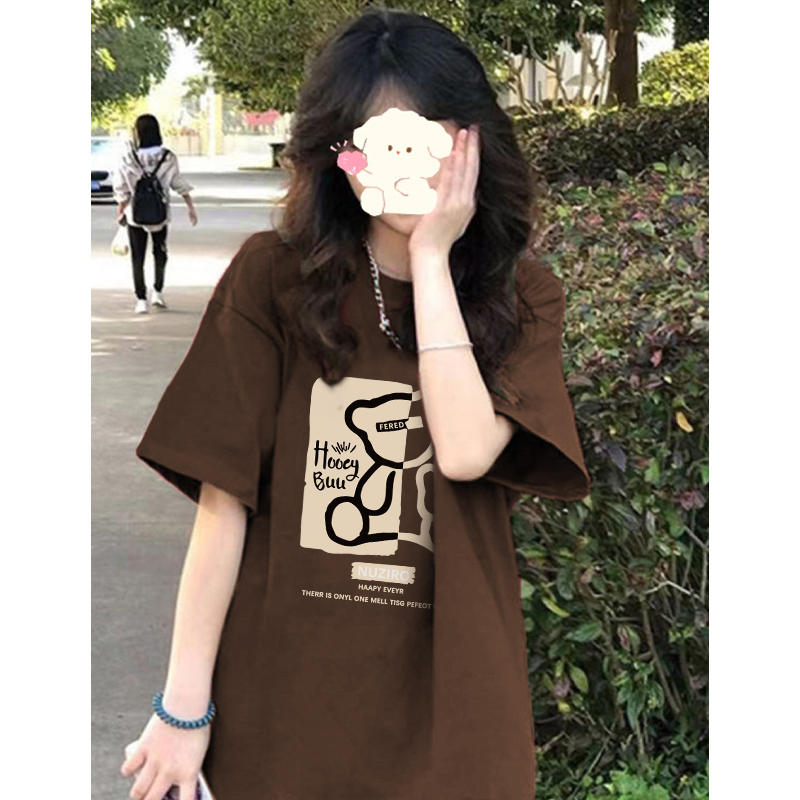 官圖 重磅/精梳純棉 後包領 有縫邊 S-XXXL 夏裝短袖T恤女