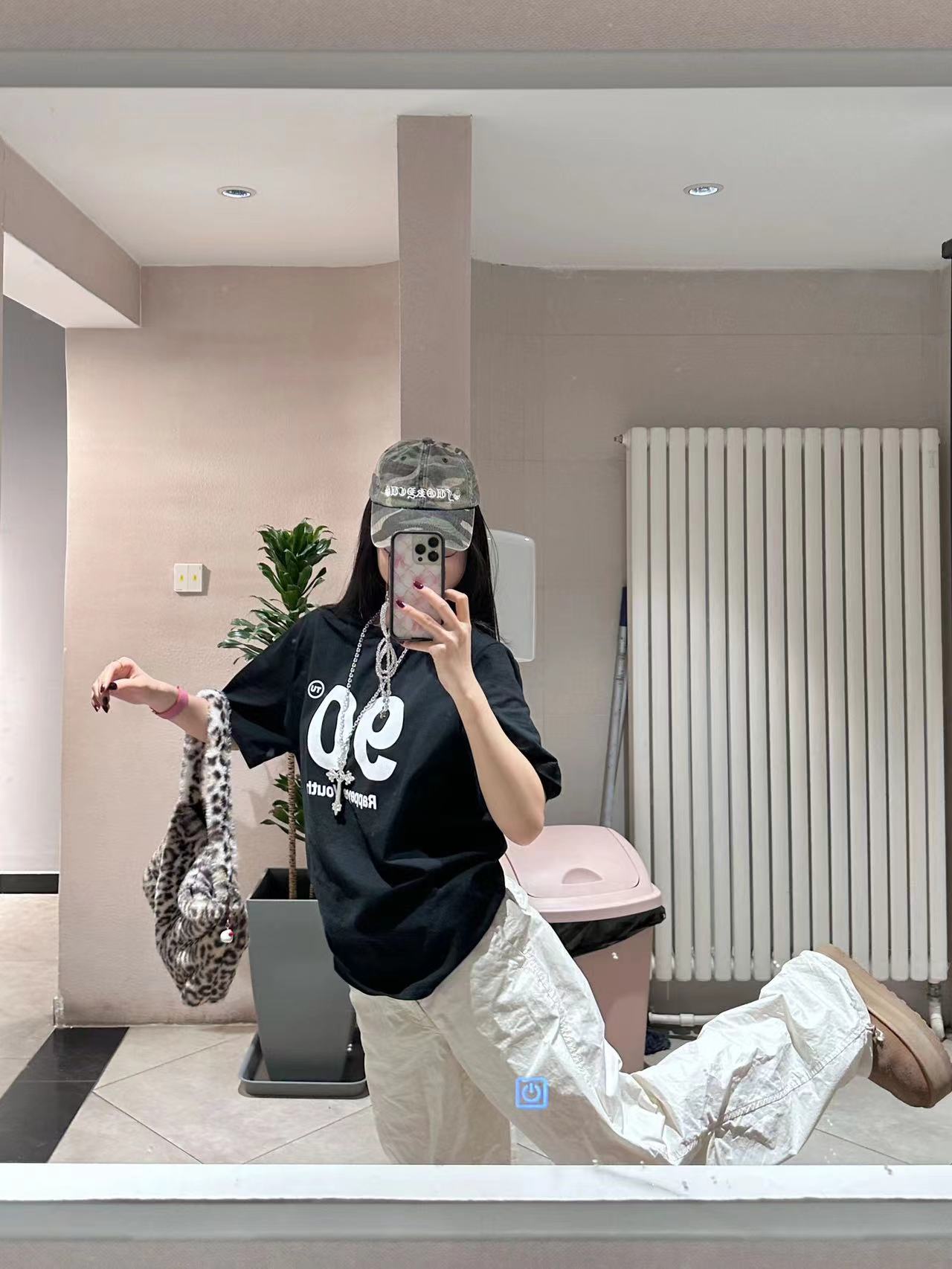高質量純棉220克精梳緊密手感好直播品質前印花短袖t恤女