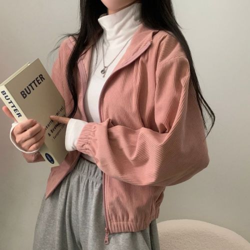 韩国chic春日灯芯绒短款外套女上衣夹克