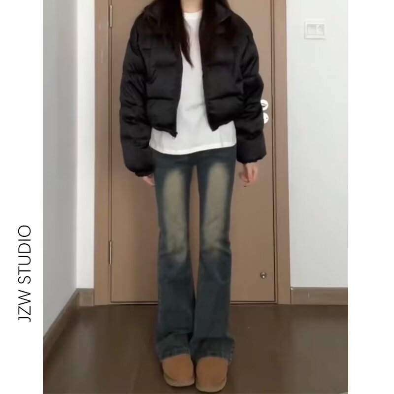 美式復古微喇褲子女潮牌高街vibe牛仔褲春夏季垂感寬鬆闊腿拖地褲