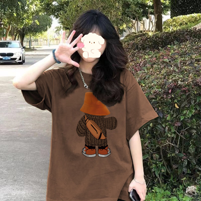 官圖 重磅/精梳純棉 後包領 有縫邊 S-XXXL 夏裝短袖T恤女