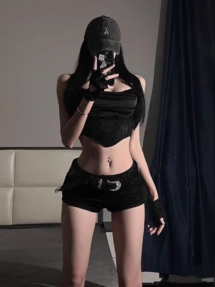 美式辣妹性感低腰提臀牛仔超短褲女2024夏季新款修身顯瘦闊腿熱褲