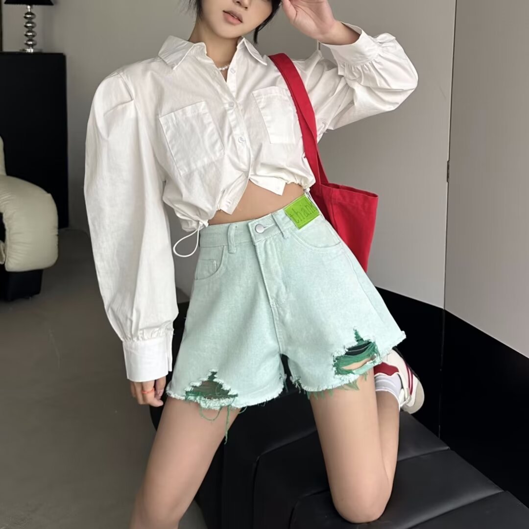 牛仔短褲女夏季年新款高腰闊腿寬鬆韓版顯瘦外穿熱褲