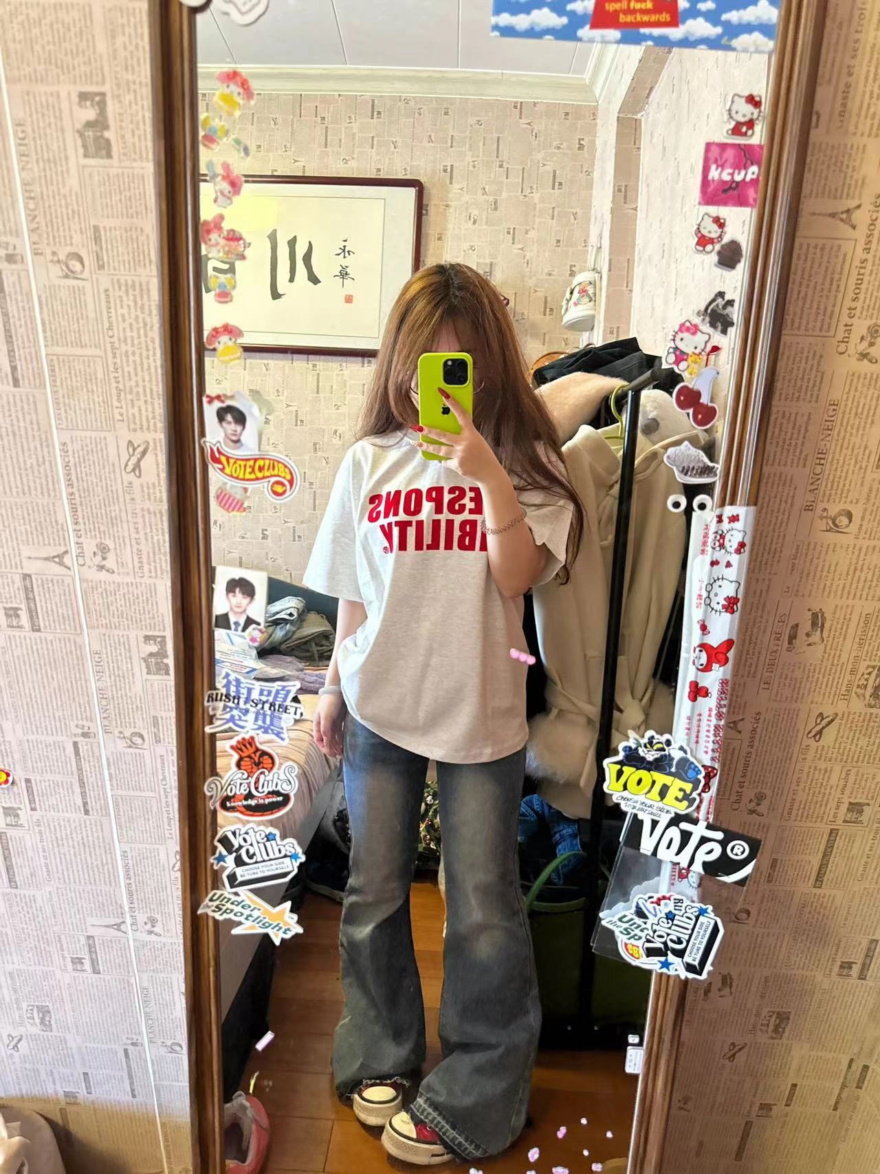 高質量純棉220克精梳緊密手感好直播品質前印花短袖t恤女