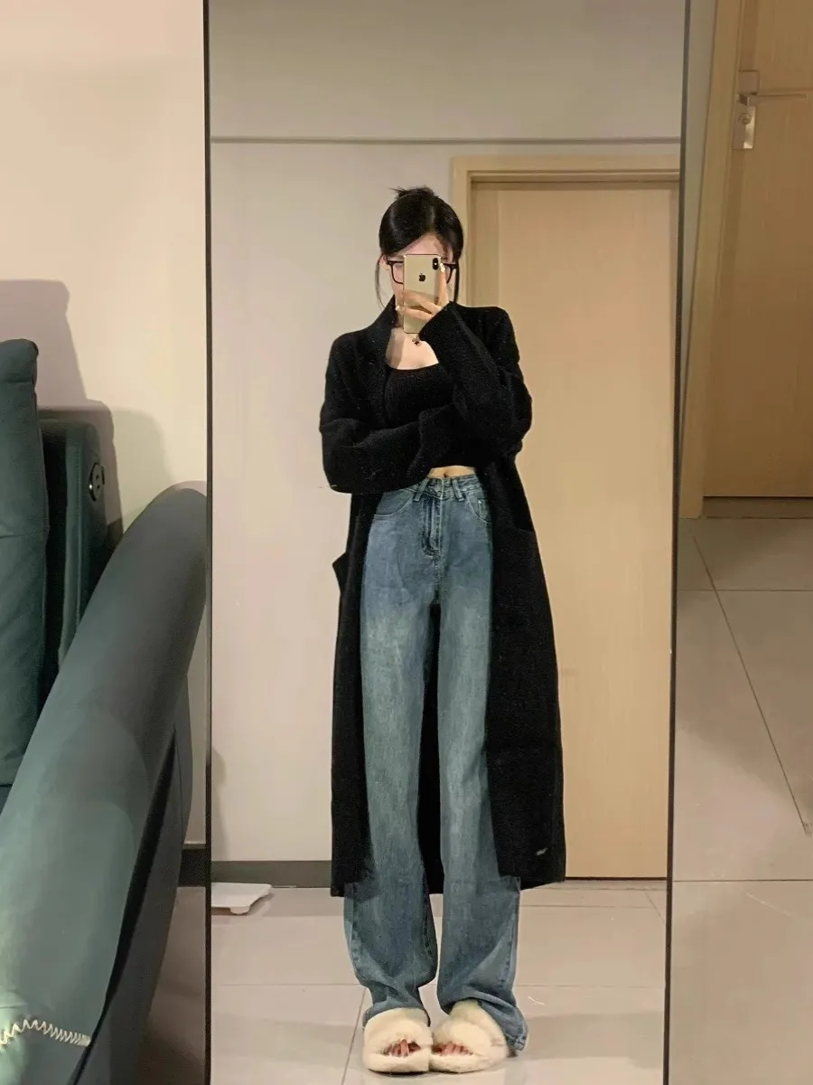 春夏季復古牛仔褲女高腰寬鬆闊腿小個子顯瘦新款潮流百搭直筒褲子
