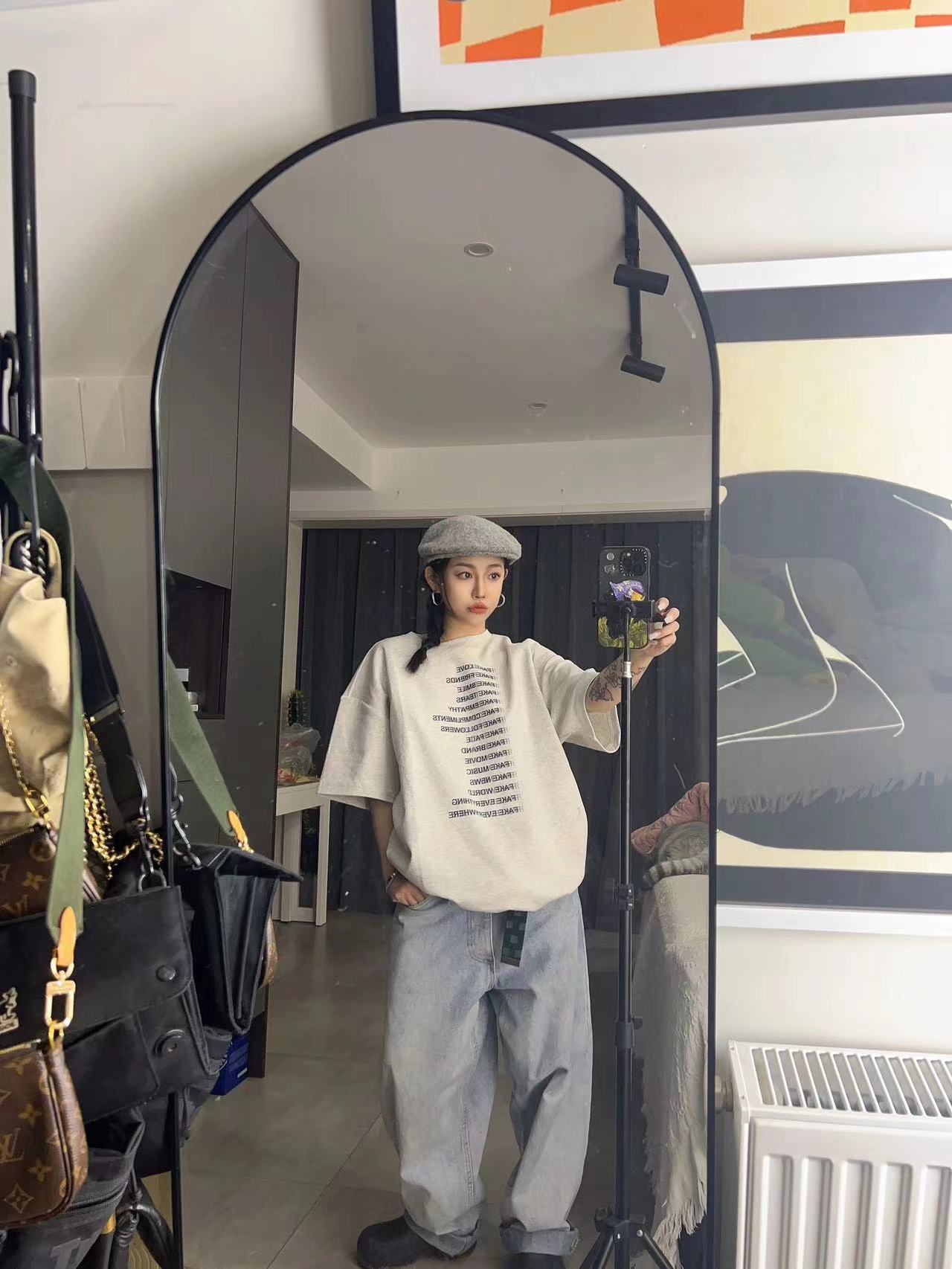 高質量純棉220克精梳緊密手感好直播品質前印花短袖t恤女
