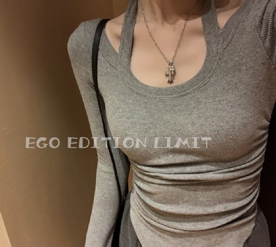 加厚純欲風磨毛打底內搭女春季新款修身顯瘦長袖