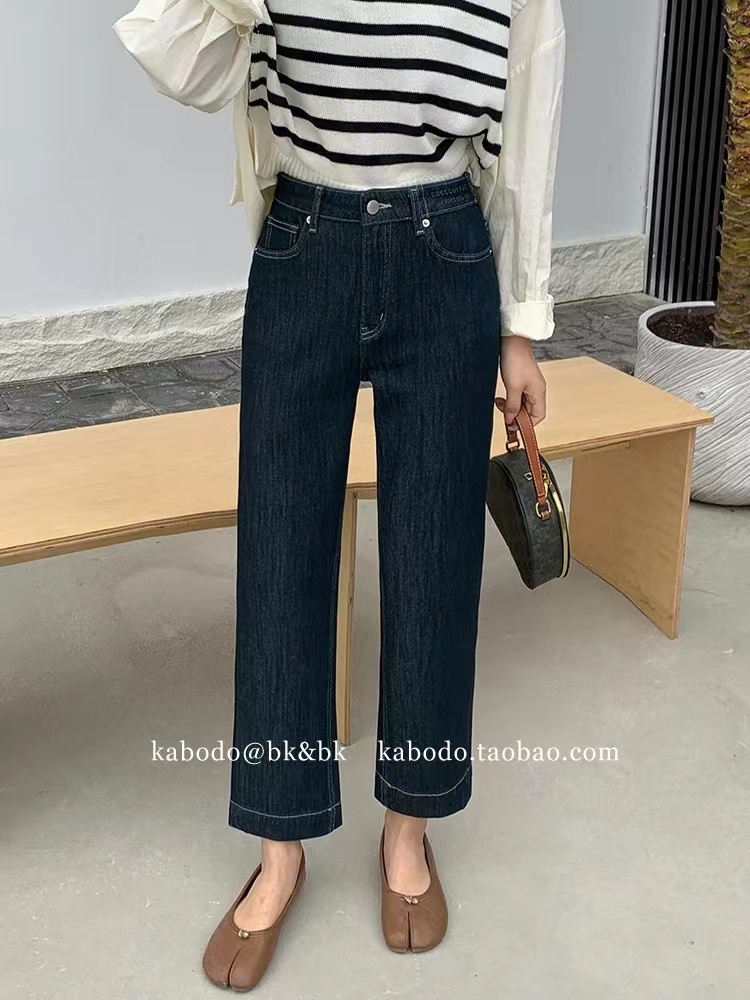 卡布微喇牛仔褲女Kabodo83306春季普洗色九分直筒褲貨高腰法棍褲