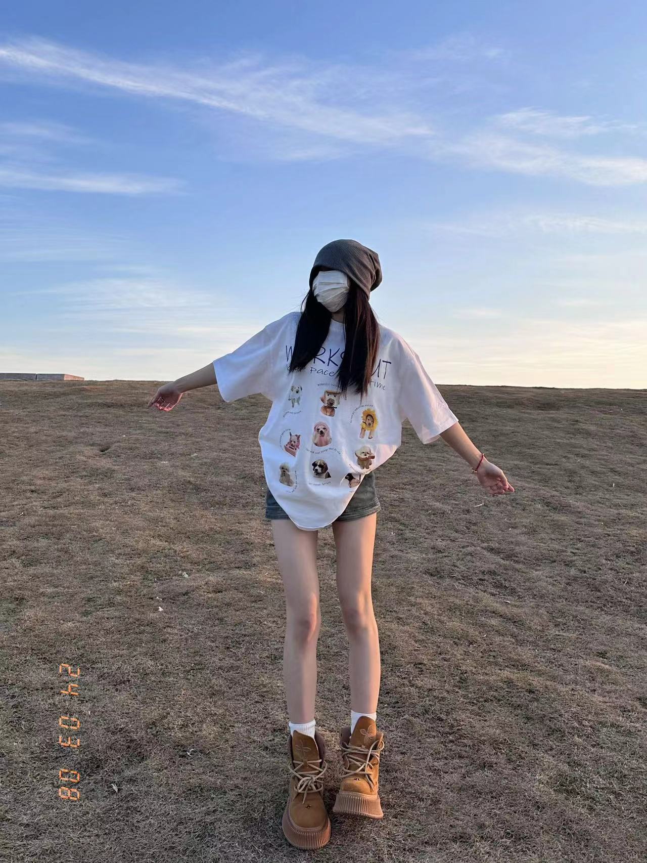 高質量純棉220克精梳緊密手感好直播品質前印花短袖t恤女