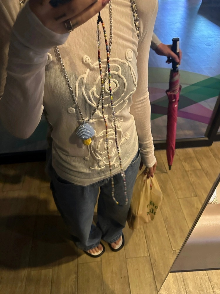 韓版甜辣妹漩渦工藝半透網紗T恤女春夏新款內搭修身顯瘦長袖上衣