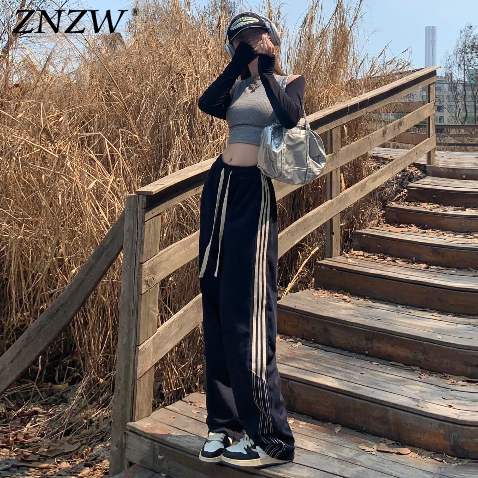 美式休閒褲男女2024夏季薄款高街長褲寬鬆直筒闊腿拖地褲百搭