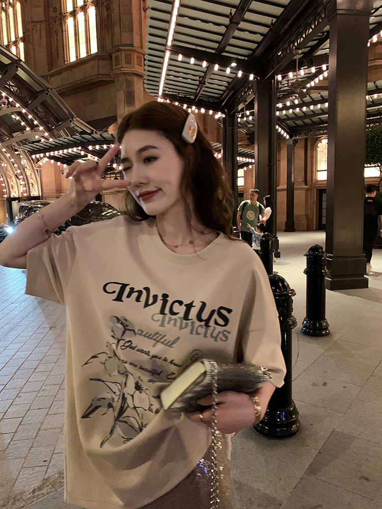 官圖 重磅/精梳純棉 後包領 有縫邊 S-XXXL 夏裝短袖T恤女