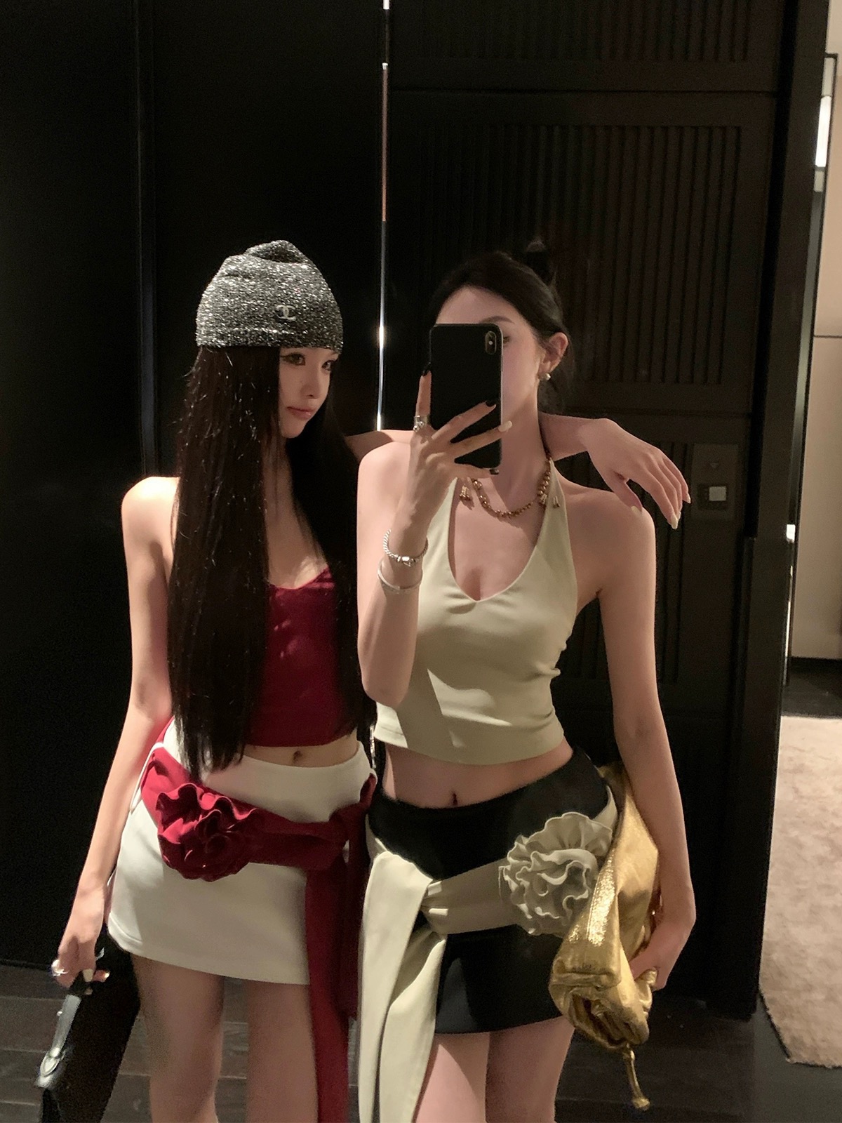 區區歐陽 可拆卸花朵腰帶半身裙女春季新款辣妹短裙A字裙短款裙子