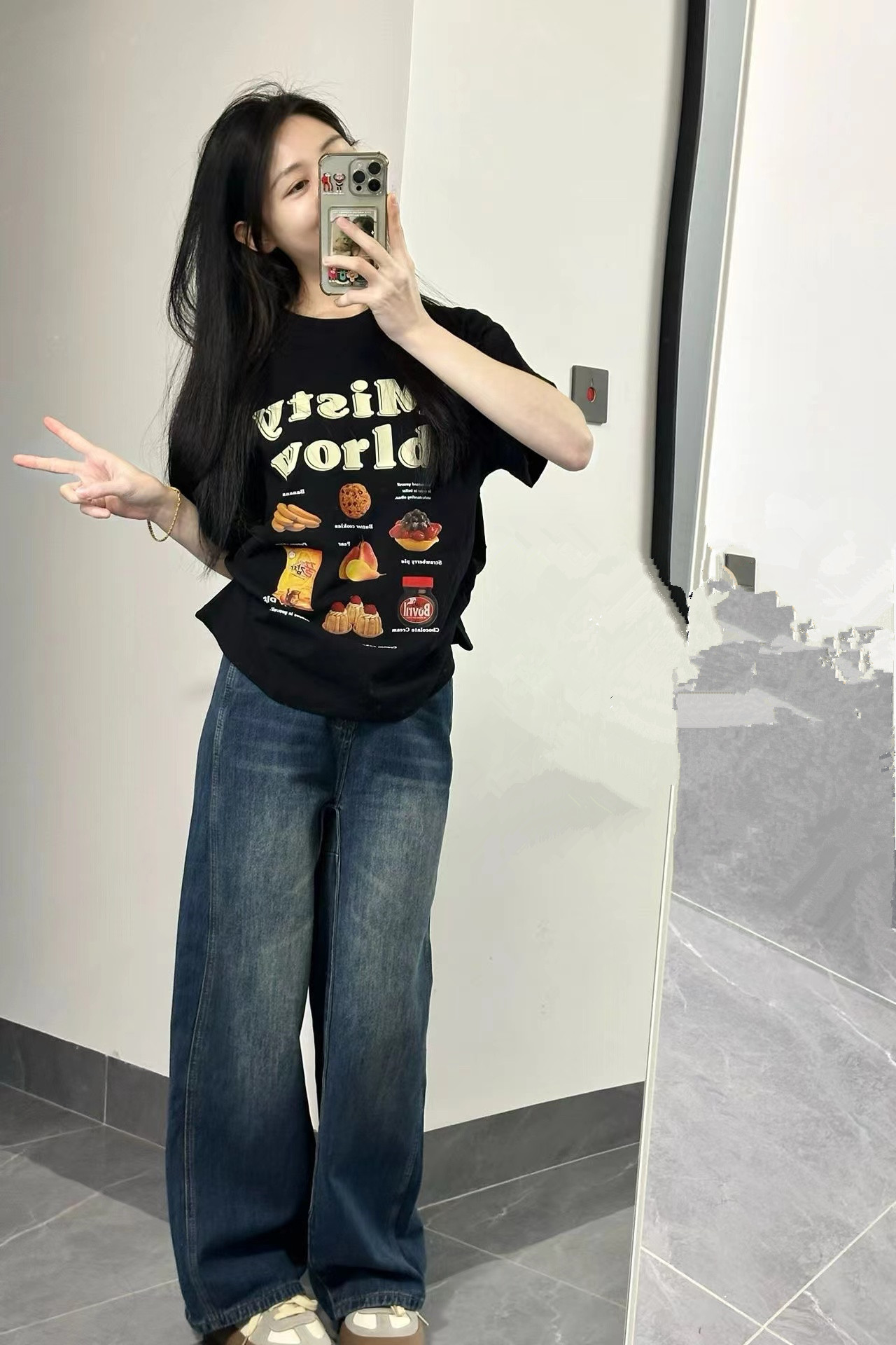 高質量純棉220克精梳緊密手感好直播品質前印花短袖t恤女
