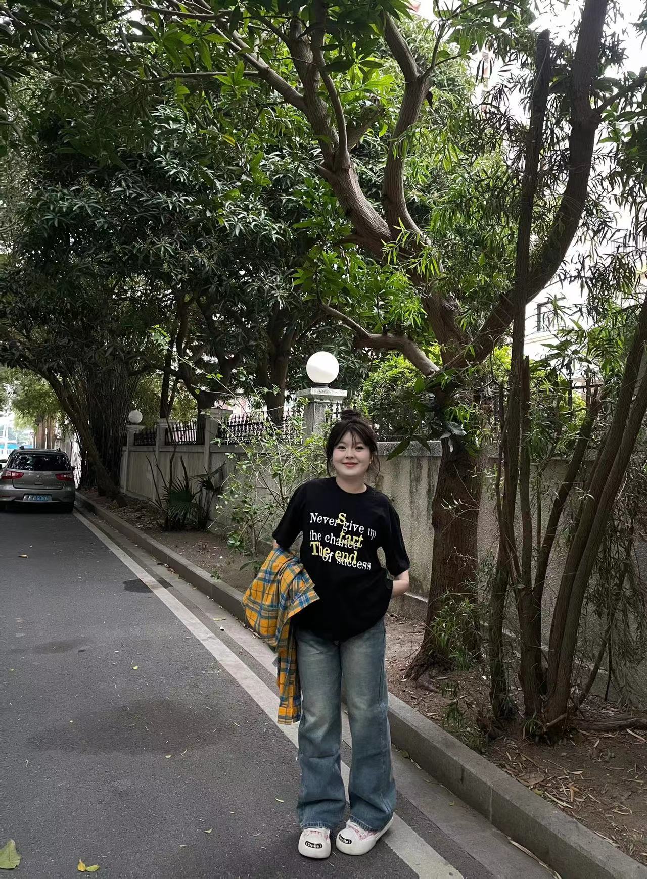 高質量純棉220克精梳緊密手感好直播品質前印花短袖t恤女