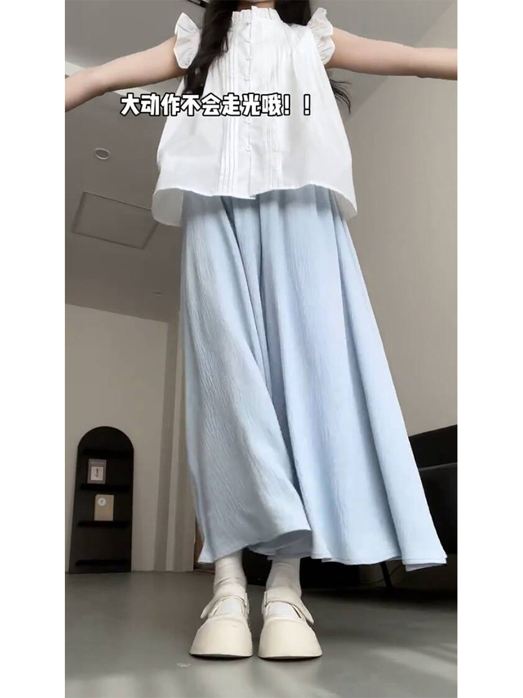 原版質量 有內襯 休閒闊腿褲女春夏新款高腰顯瘦寬鬆垂感半身裙褲