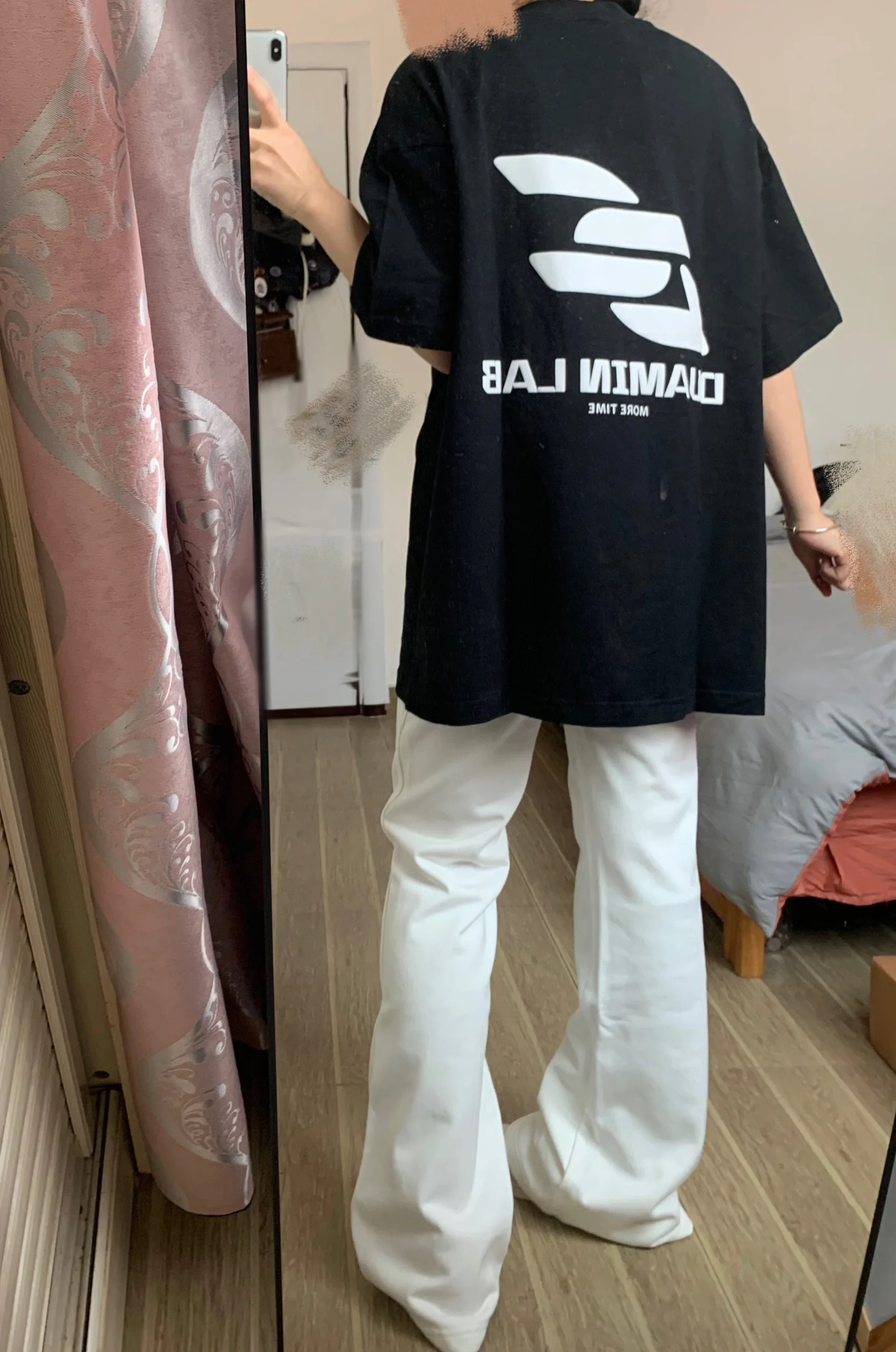 高品質純棉200克精梳緊密100%棉直播同品前後印花寬鬆短袖t恤