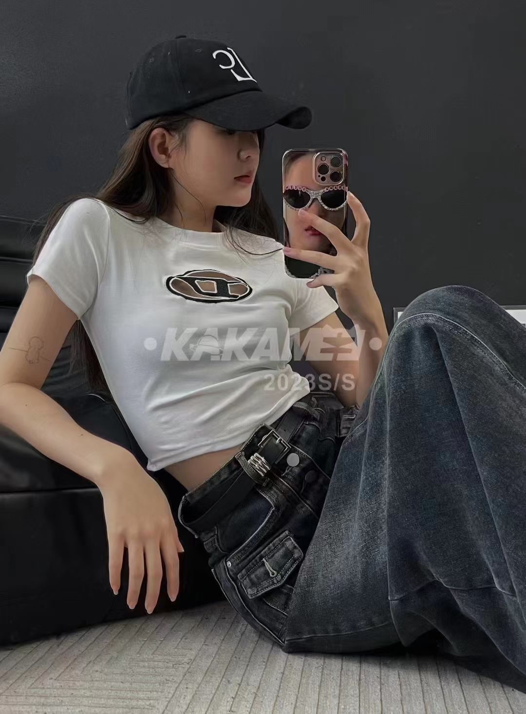 港味圓領短袖T恤女夏季新款百搭純色設計感小眾顯瘦短款上衣