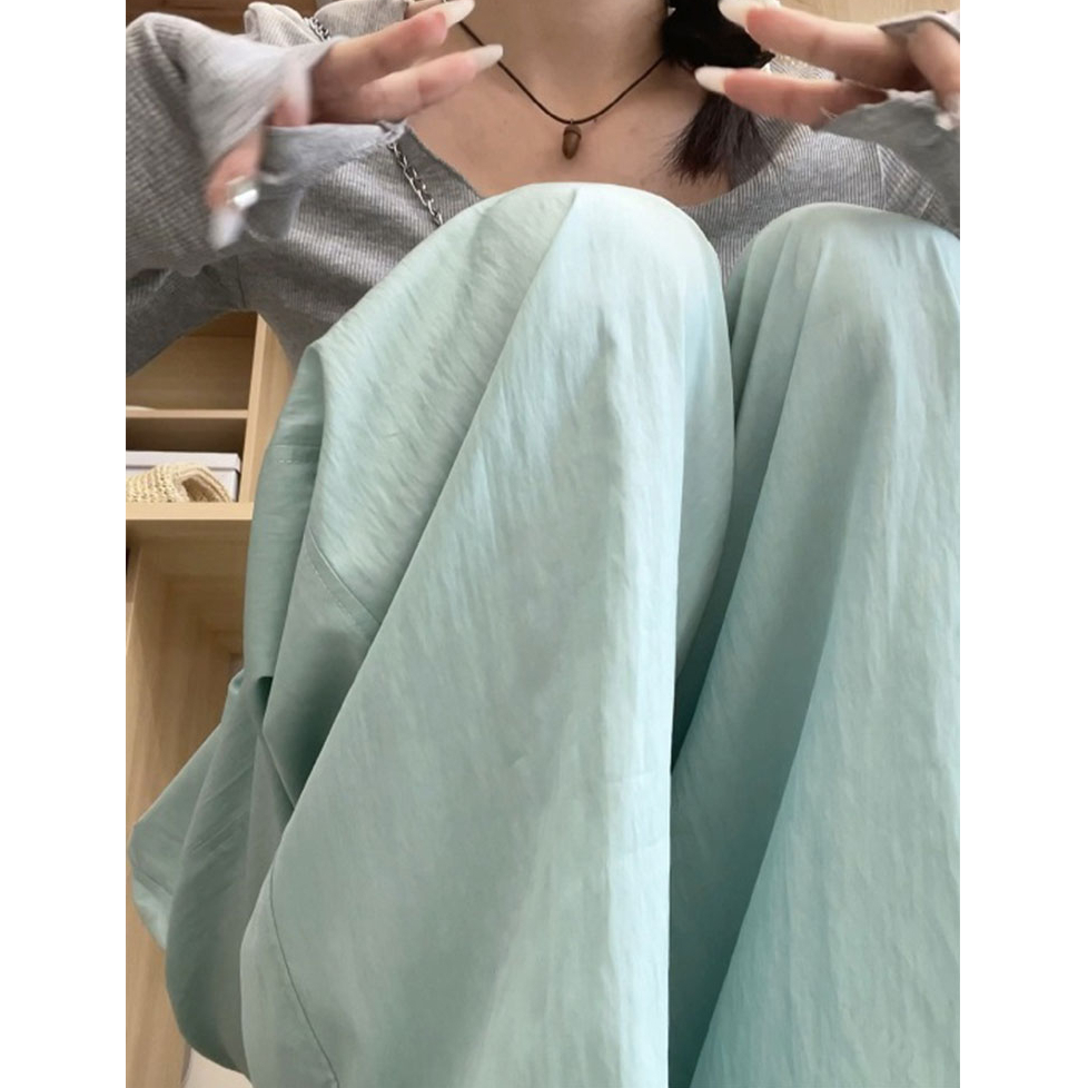 高腰寬鬆顯瘦休閒褲山本褲女春季黑色垂感闊腿褲直筒褲拖地長褲子