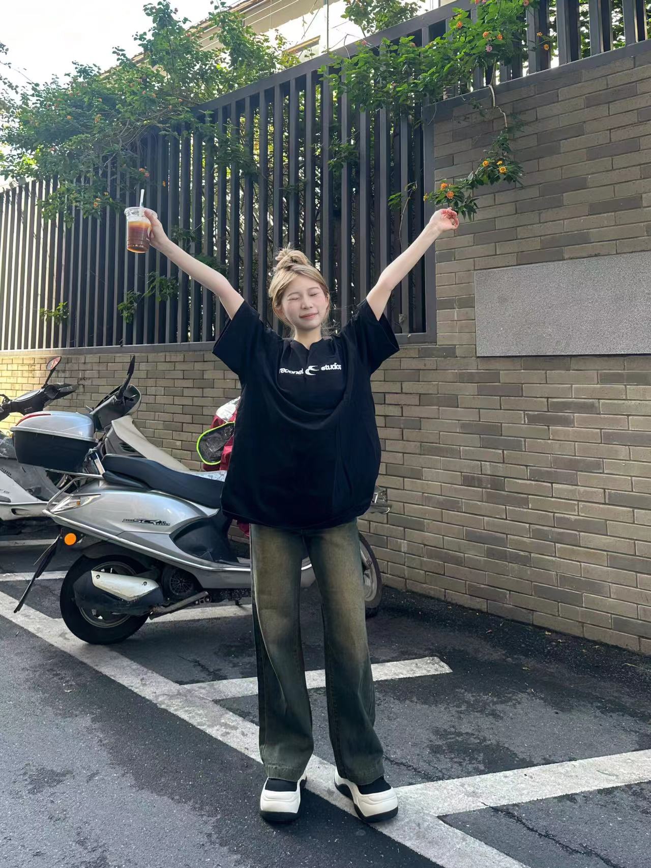 高質量純棉220克精梳緊密手感好直播品質前印花短袖t恤女