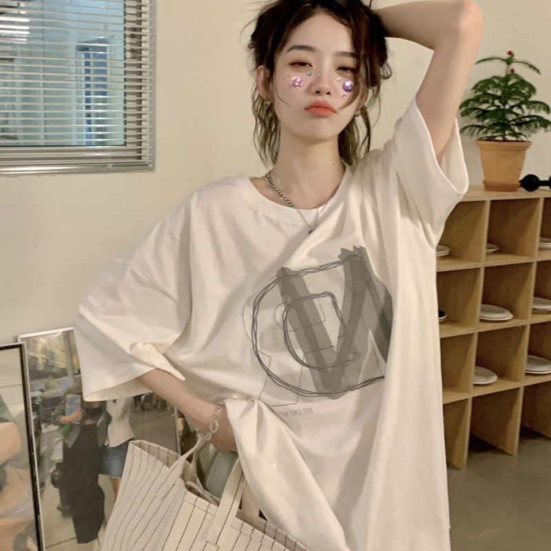 官圖 重磅/精梳純棉 後包領 有縫邊 S-XXXL 夏裝短袖T恤女