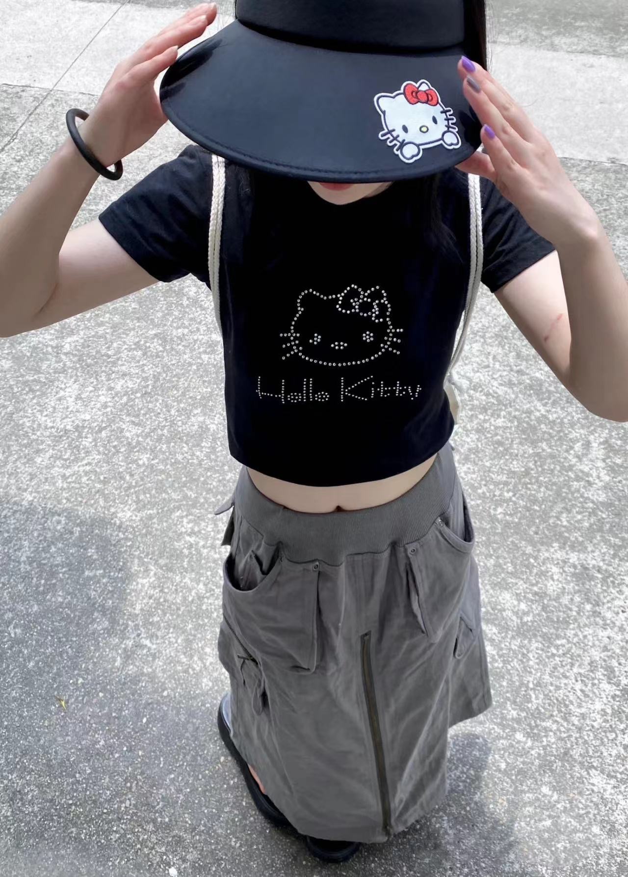 辣欲小野~2024新款印花短袖t恤女短款修身顯瘦減齡上衣