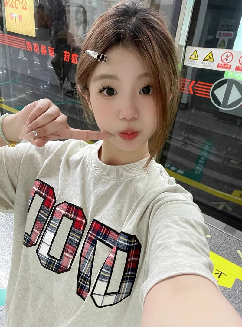 高質量純棉220克精梳緊密手感好直播品質前印花短袖t恤女