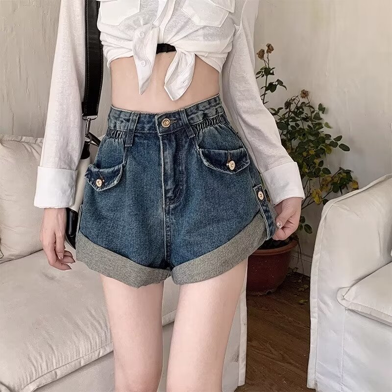 美式高街褲子女夏季新款潮流百搭寬鬆運動休閒褲潮牌牛仔短褲