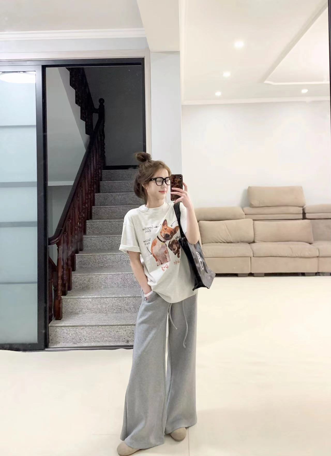 高質量純棉220克精梳緊密手感好直播品質前印花短袖t恤女