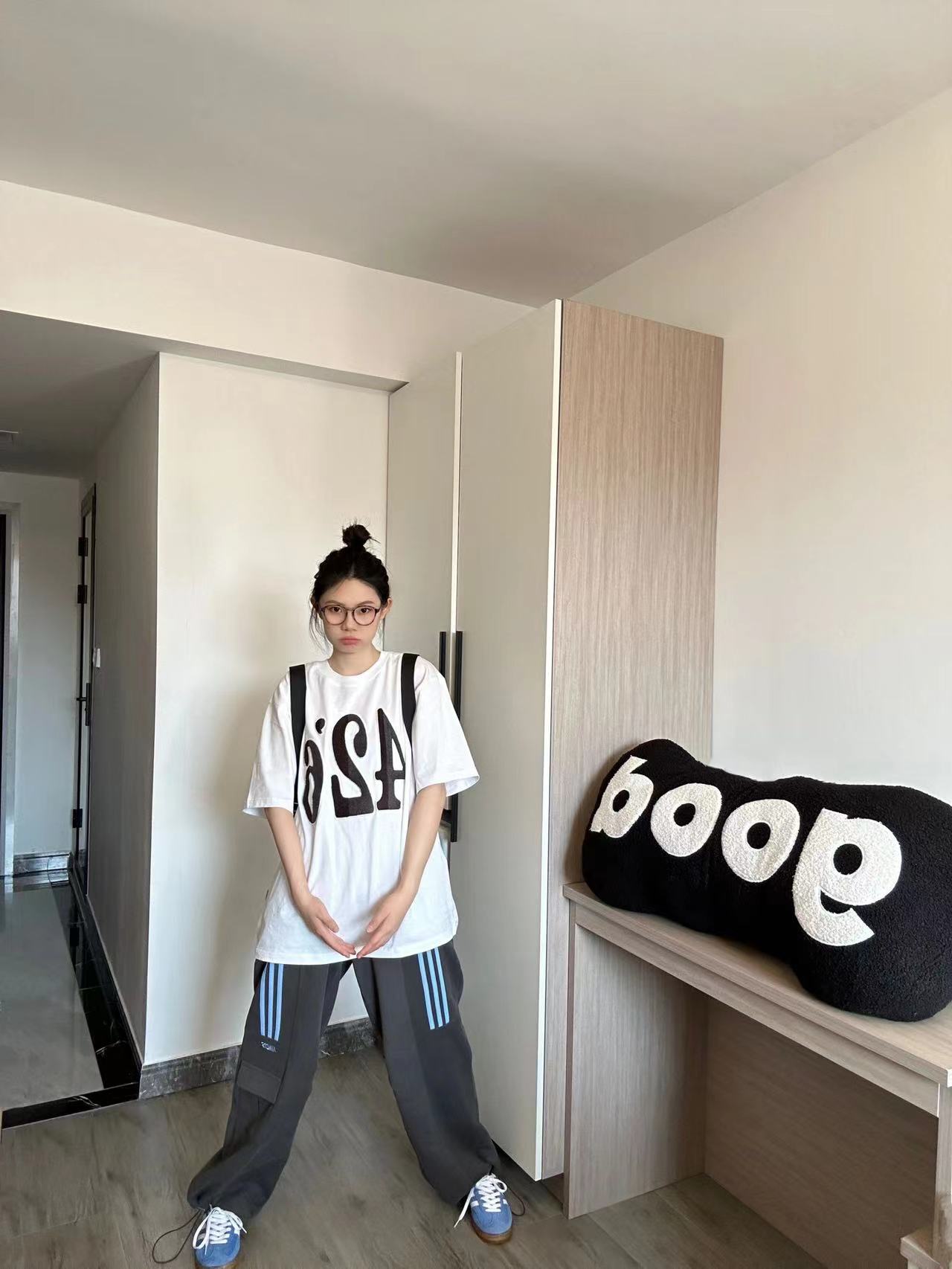 高質量純棉220克精梳緊密手感好直播品質前印花短袖t恤女