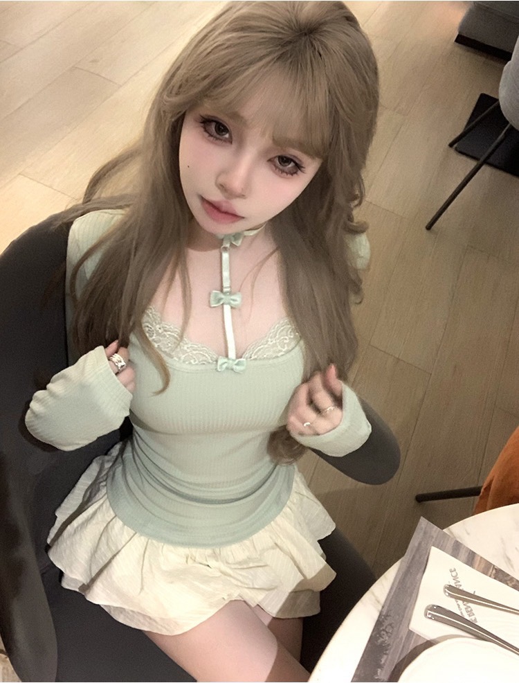 Suuuicee 欲系嗲妹 蝴蝶結掛脖設計感2色上衣女純欲性感T恤