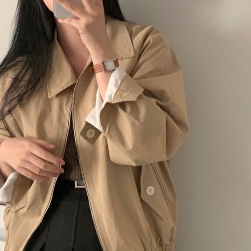 尺码更新 韩国chic简约小个子棒球服短外套 薄款夹克上衣