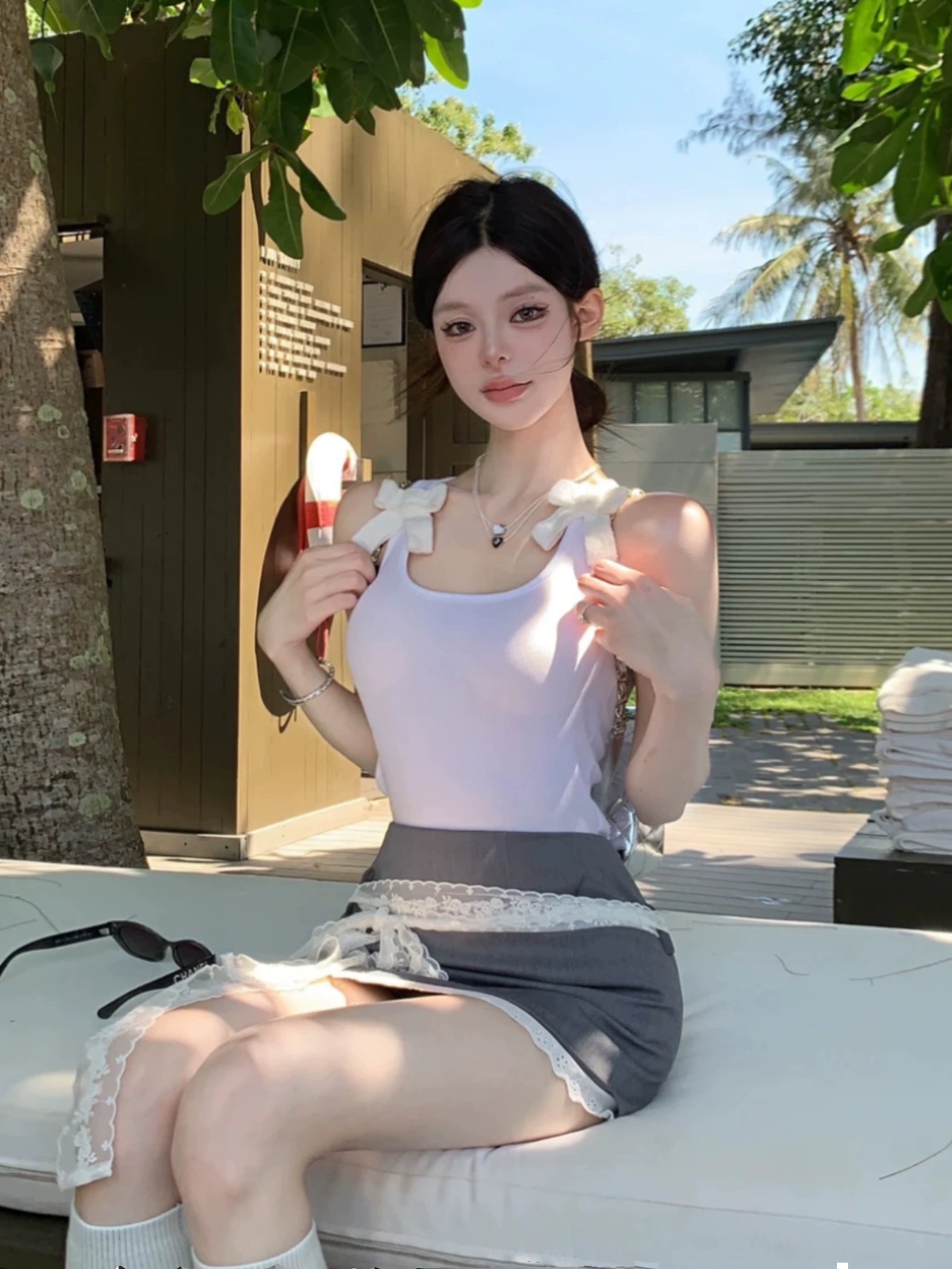 MINMYROOM 設計感純欲蝴蝶結背心上衣女2024春夏性感辣妹短裙套裝