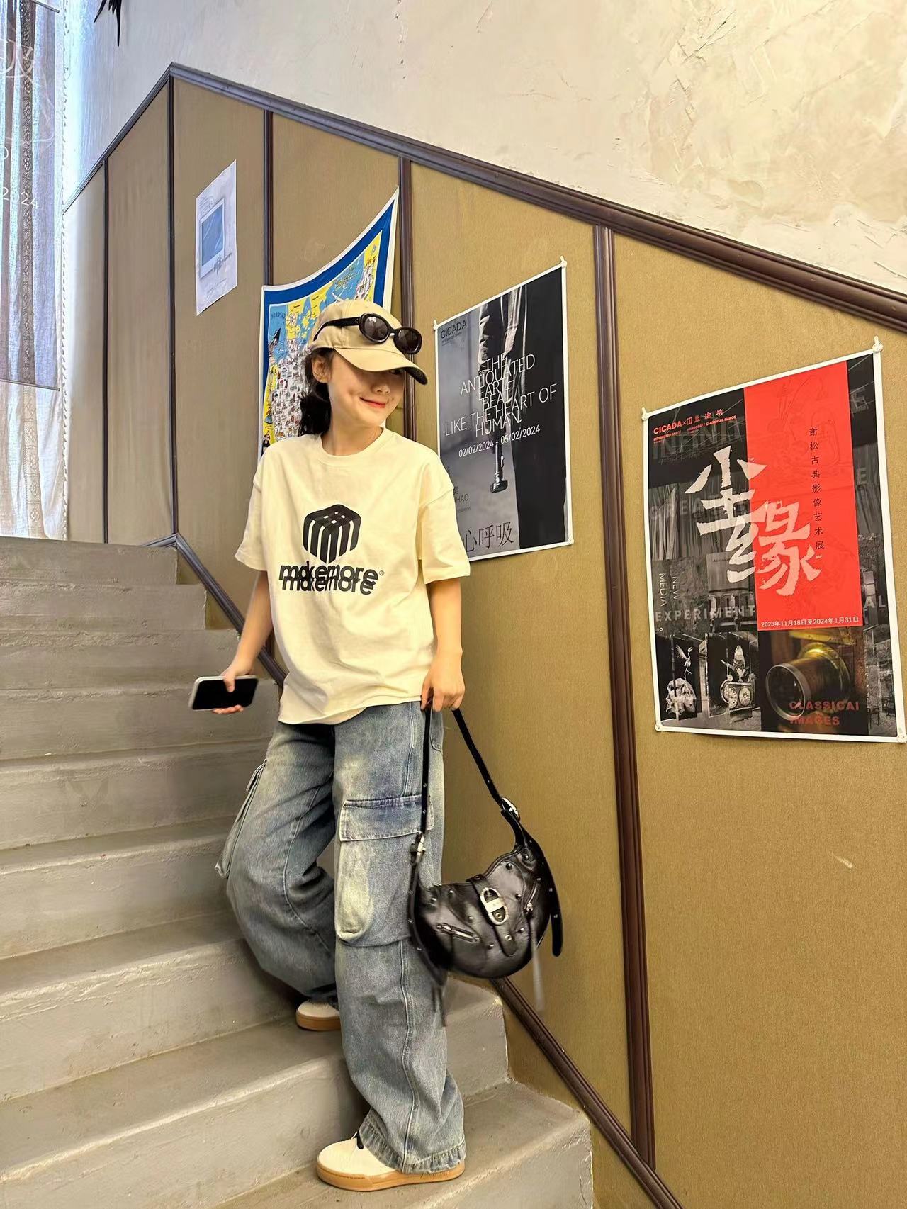 高質量純棉220克精梳緊密手感好直播品質前印花短袖t恤女