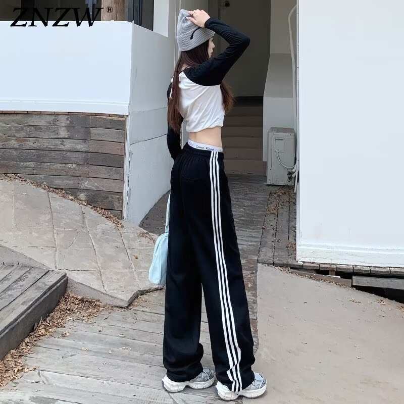 美式休閒褲男女2024夏季薄款高街長褲寬鬆直筒闊腿拖地褲百搭