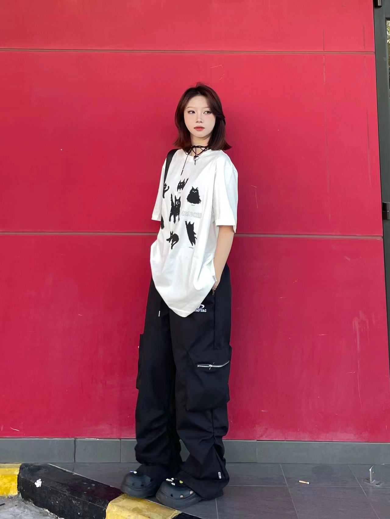 高質量純棉220克精梳緊密手感好直播品質前印花短袖t恤女