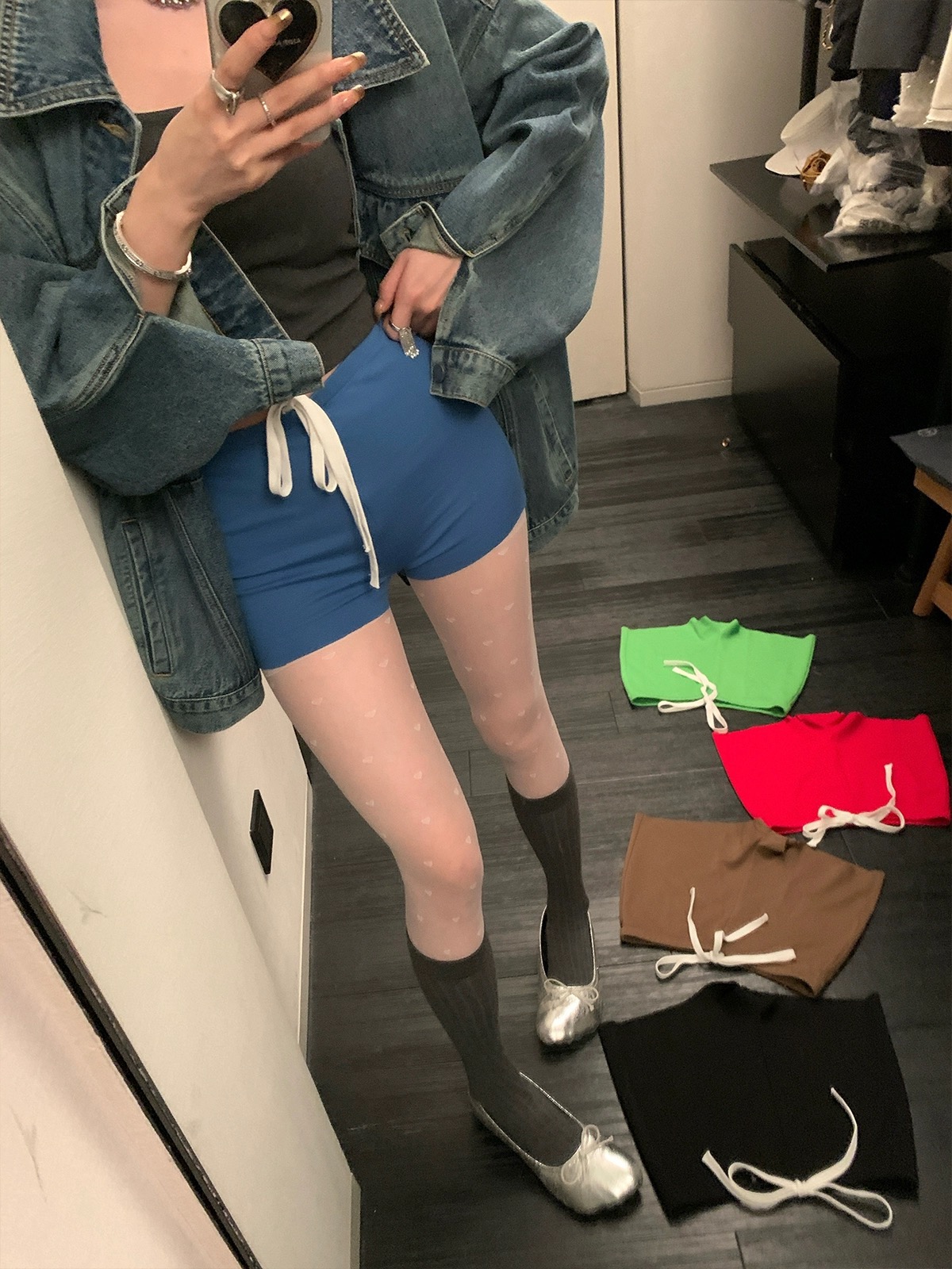 區區歐陽彈力辣妹打底褲女春季新款修身短褲外穿高腰顯瘦緊身褲