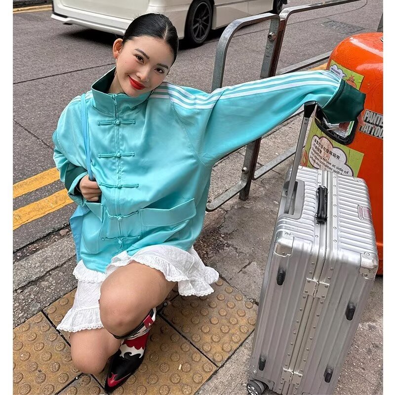 新中式盤扣立領外套女2024春秋新款早春國風情侶夾克