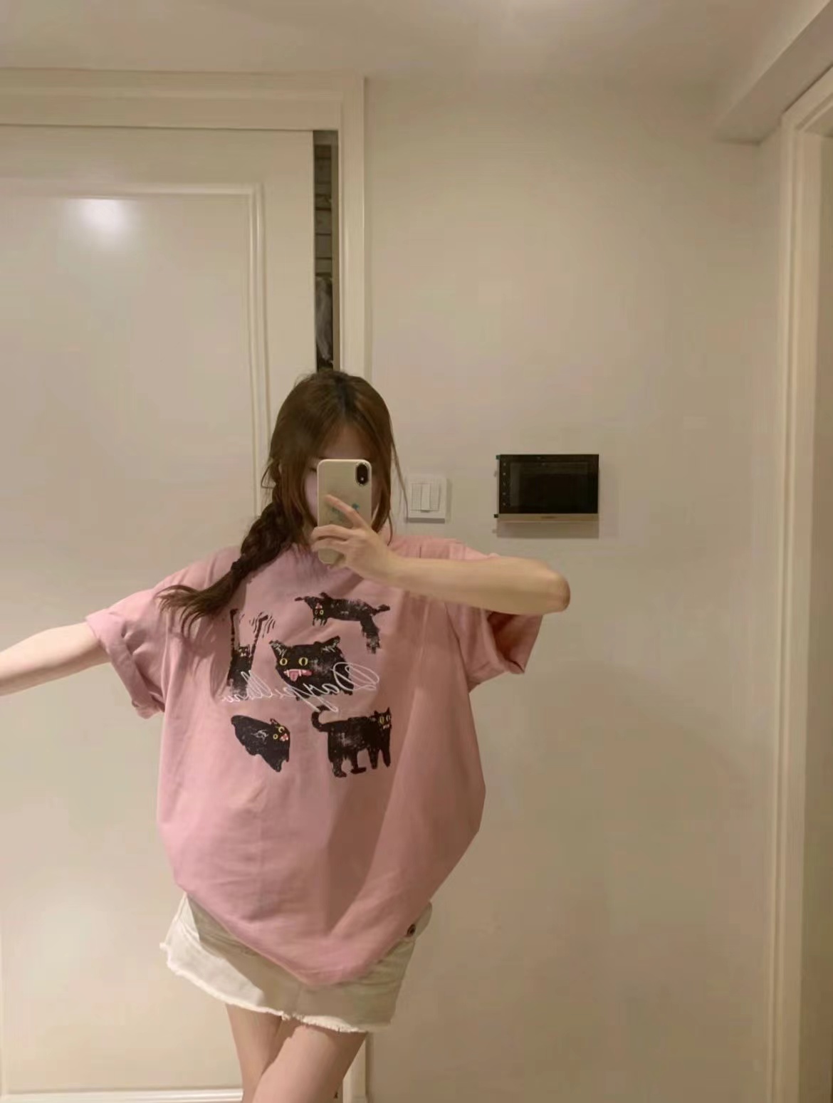 高質量純棉220克精梳緊密手感好直播品質前印花短袖t恤女