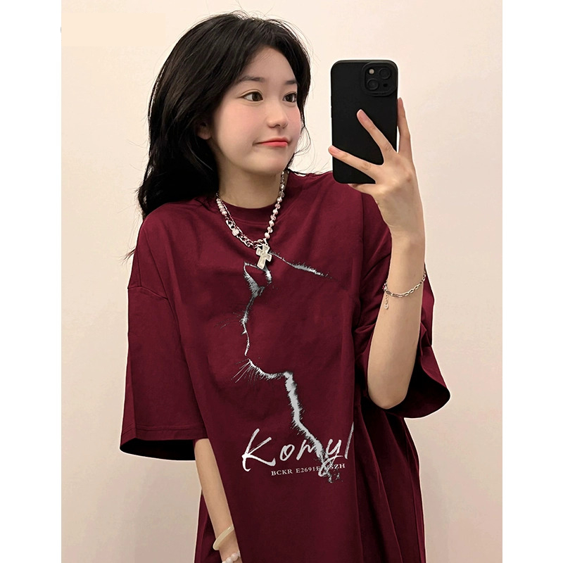 官圖 重磅/精梳純棉 後包領 有縫邊 S-XXXL 夏裝短袖T恤女